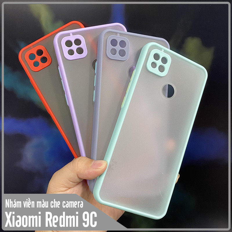 Ốp lưng cho Xiaomi Redmi 9C trong nhám viền màu che camera