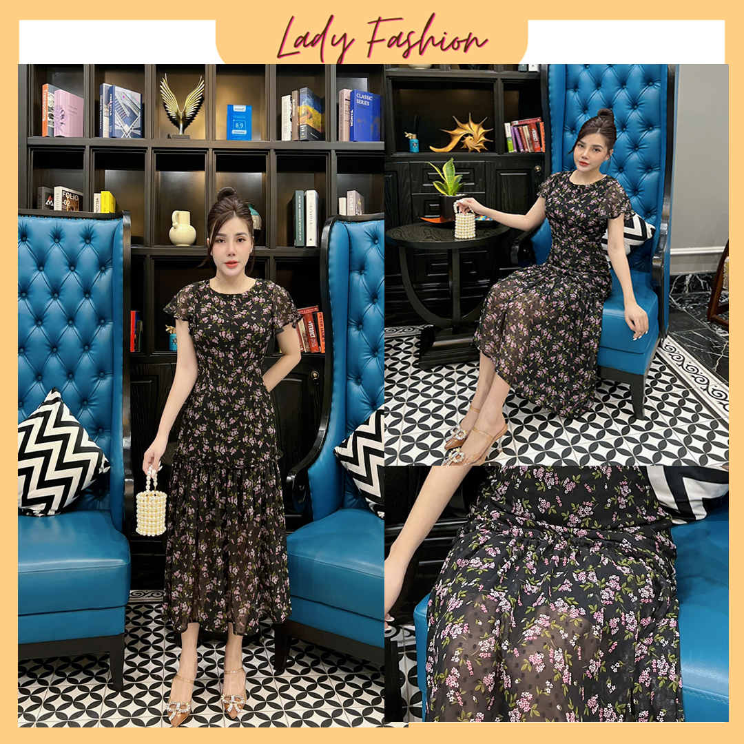 Hình ảnh (HCM) Đầm hoa nhí 2 tầng tiểu thư - D071- Lady Fashion - Khánh Linh Style