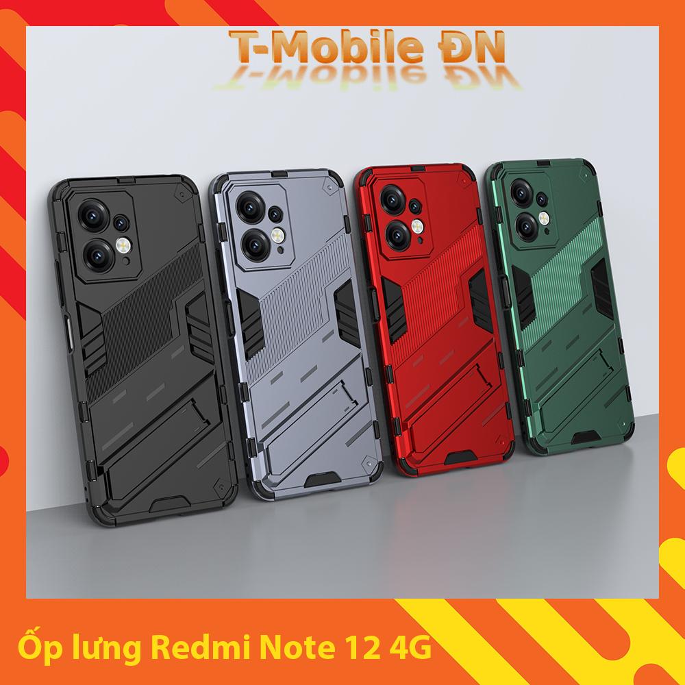 Ốp lưng cho Xiaomi Redmi Note 12, Ốp chống sốc Iron Man PUNK cao cấp kèm giá đỡ cho Redmi Note 12 4G