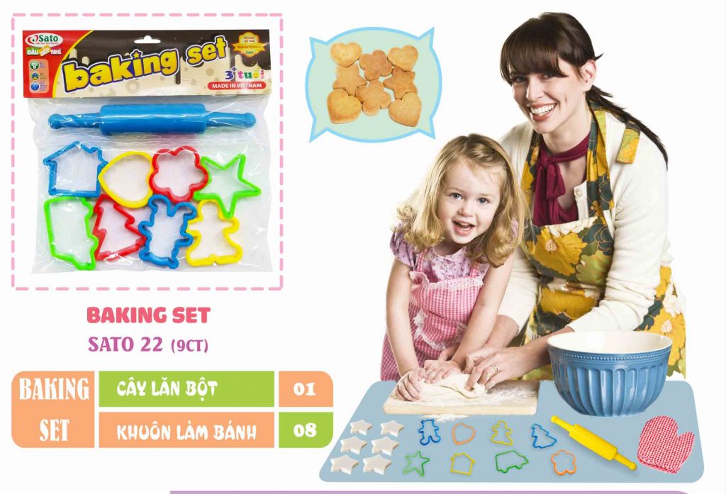 Bộ đồ chơi - Đầu bếp nhí - Baking set Sato có thể chơi với đất nặn Bibebo