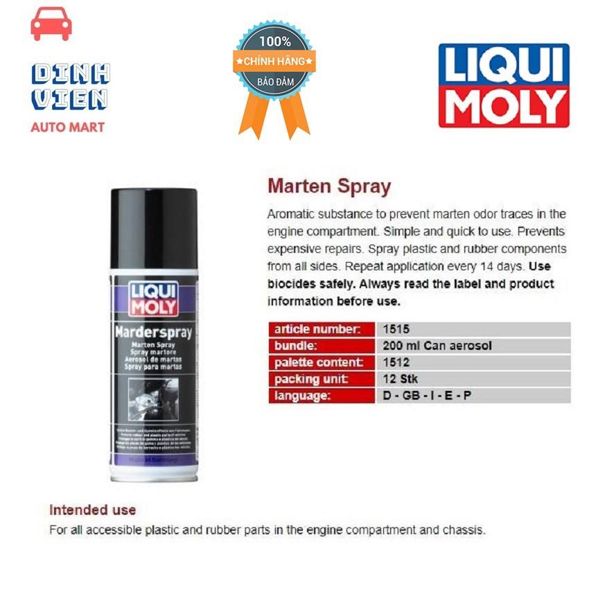 Hình ảnh CHAI XỊT CHỐNG CHUỘT - ĐUỔI CHUỘT CHO XE Ô TÔ - XE MÁY LIQUI MOLY MARTEN SPRAY 1515 (200ML) NGĂN CẢN THÂM NGẬP CỦA CHUỘT