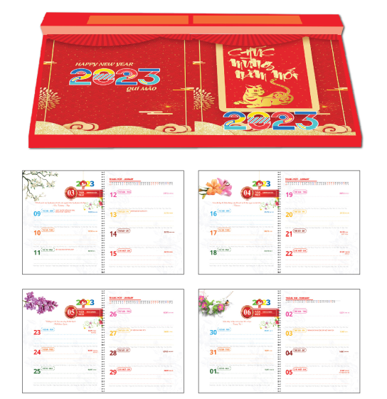 Lịch để bàn 53 tuần đế nhựa lò xo giữa 2025 ( KT 17x28 )