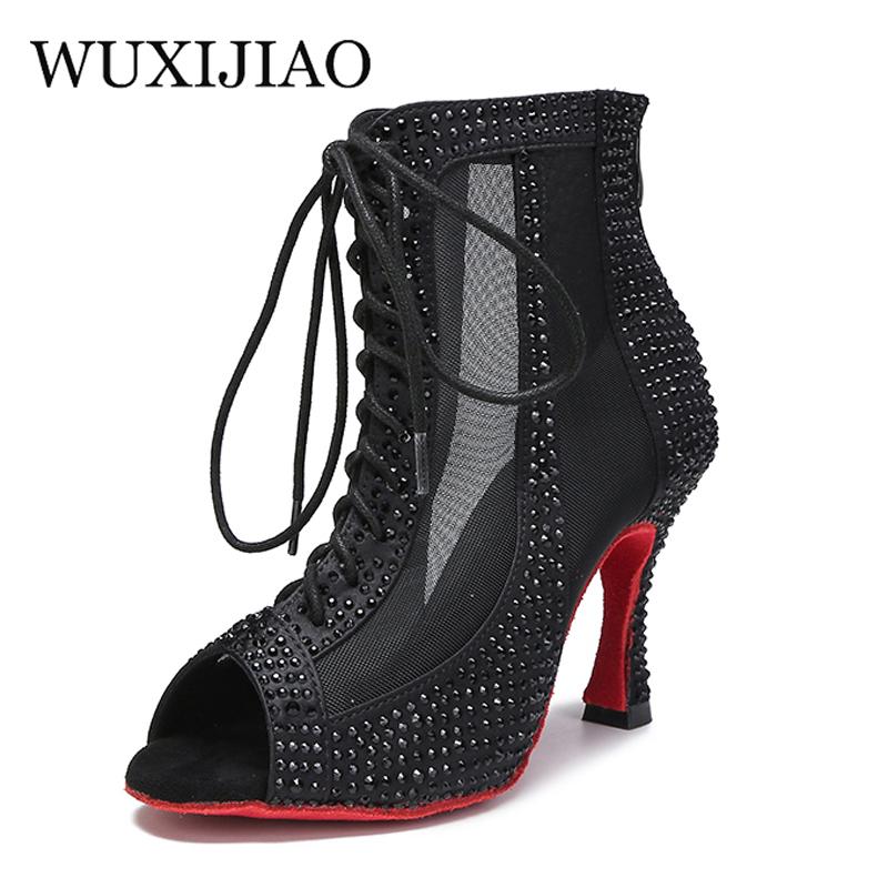 Giày nhảy Latin cao cấp của phụ nữ Color: black heel 8.5CM Shoe Size: 3.5