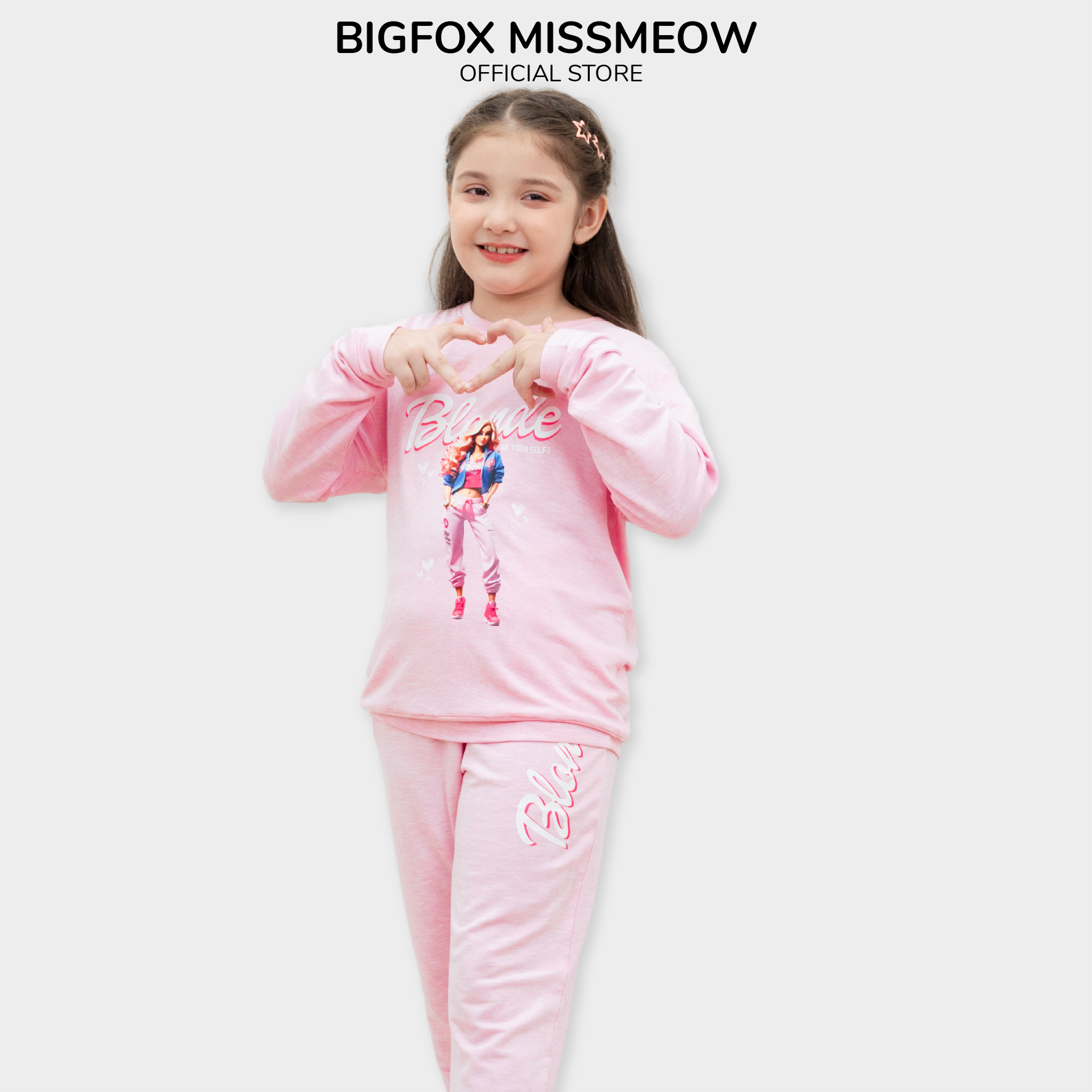 Bộ nỉ thu đông bé gái BIGFOX MISS MEOW size đại, quần áo dài tay cho trẻ em phom Hàn Quốc cỡ 3,7,11 tuổi 20kg 40kg 1971