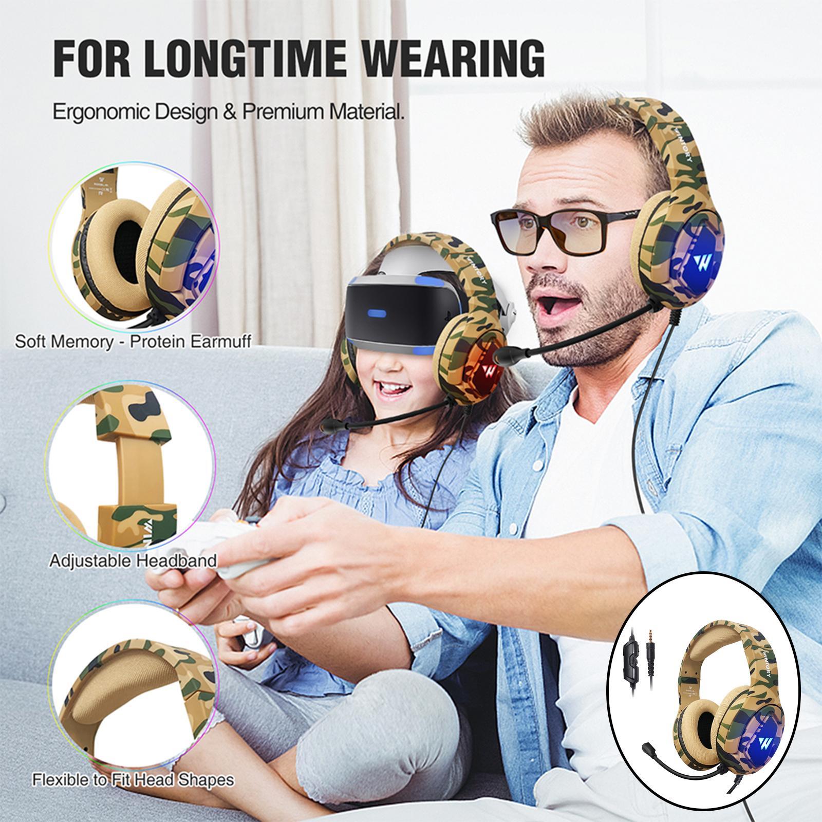Dovewill Wired RGB Gaming Headset Stereo Surround Headphones with Microphone