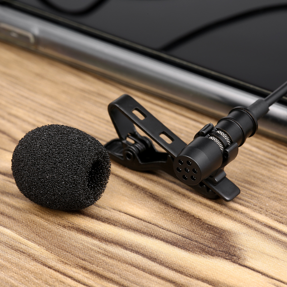 Micrô 3.5mm Mini Collar 1.5m Có Dây Kẹp Và Độ Nhạy Cao Với Túi Lưu Trữ Cho Điện Thoại Thông Minh