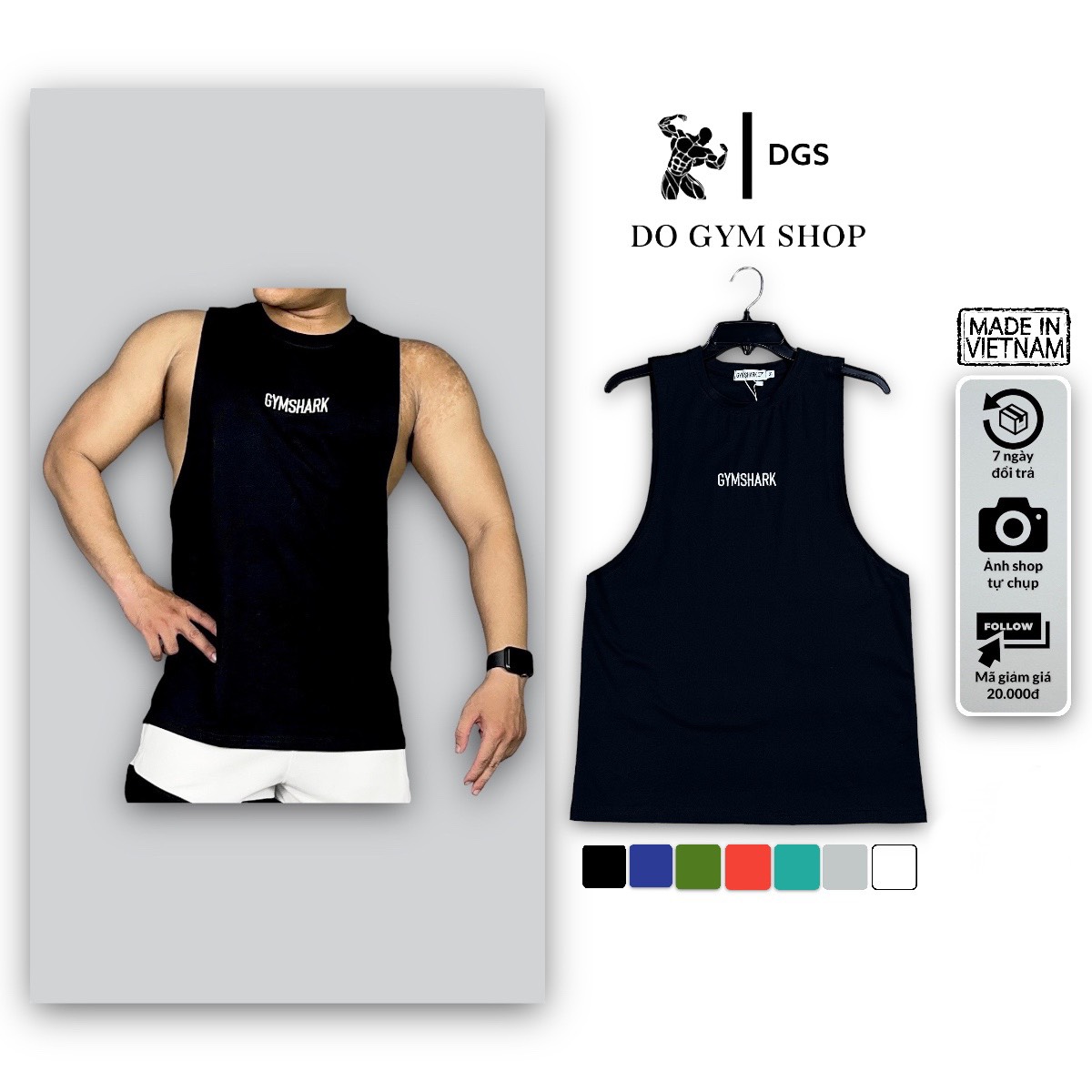 Áo thun tanktop nam tập gym chơi thể thao DOGYMSHOP chất cotton thoáng mát thoải mái AGTT3