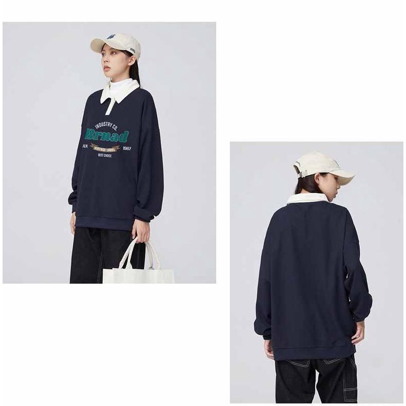 Áo Sweater Polo Nỉ Nam Nữ Unisex Dài Tay Form Rộng Phong Cách Trẻ Trung Thời Trang Xanh Đen Bnrad sweater