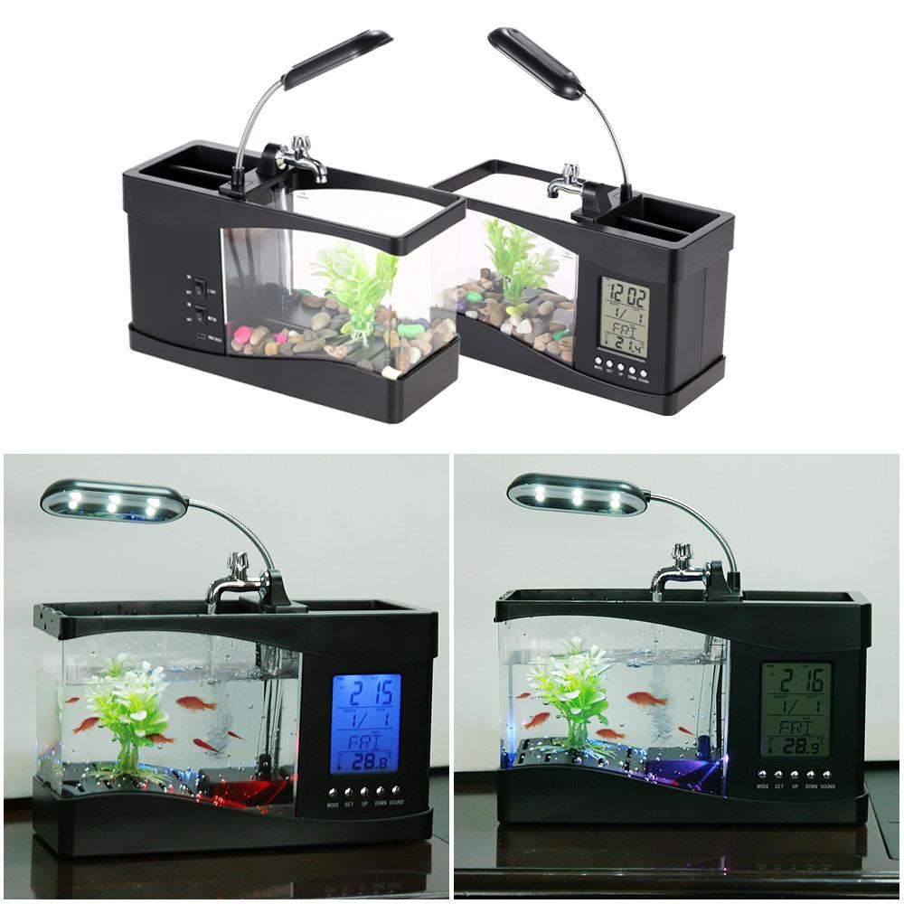 Bể cá mini có máy bơm, có màn hình LCD, thiết kế sáng tạo, có hai màu tùy chọn