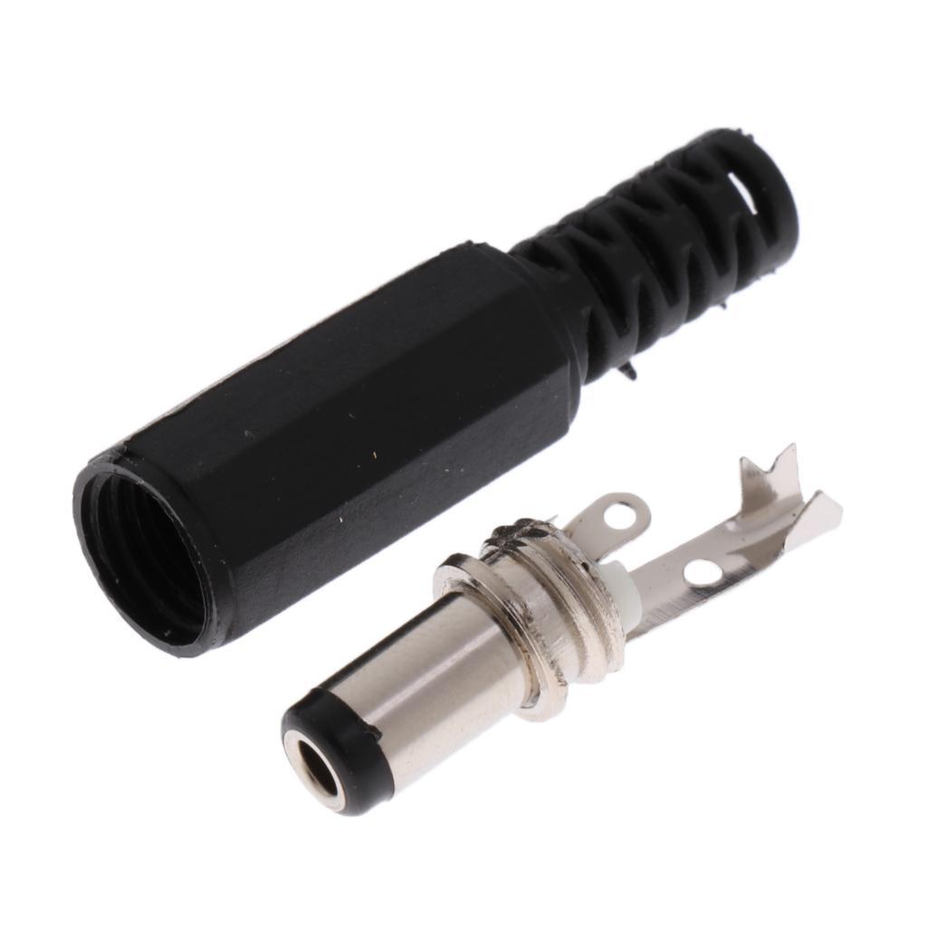50pcs 2.5*5.5mm 2.5mm DC Power Male Plug Soldering Connector Plastic Cover Black