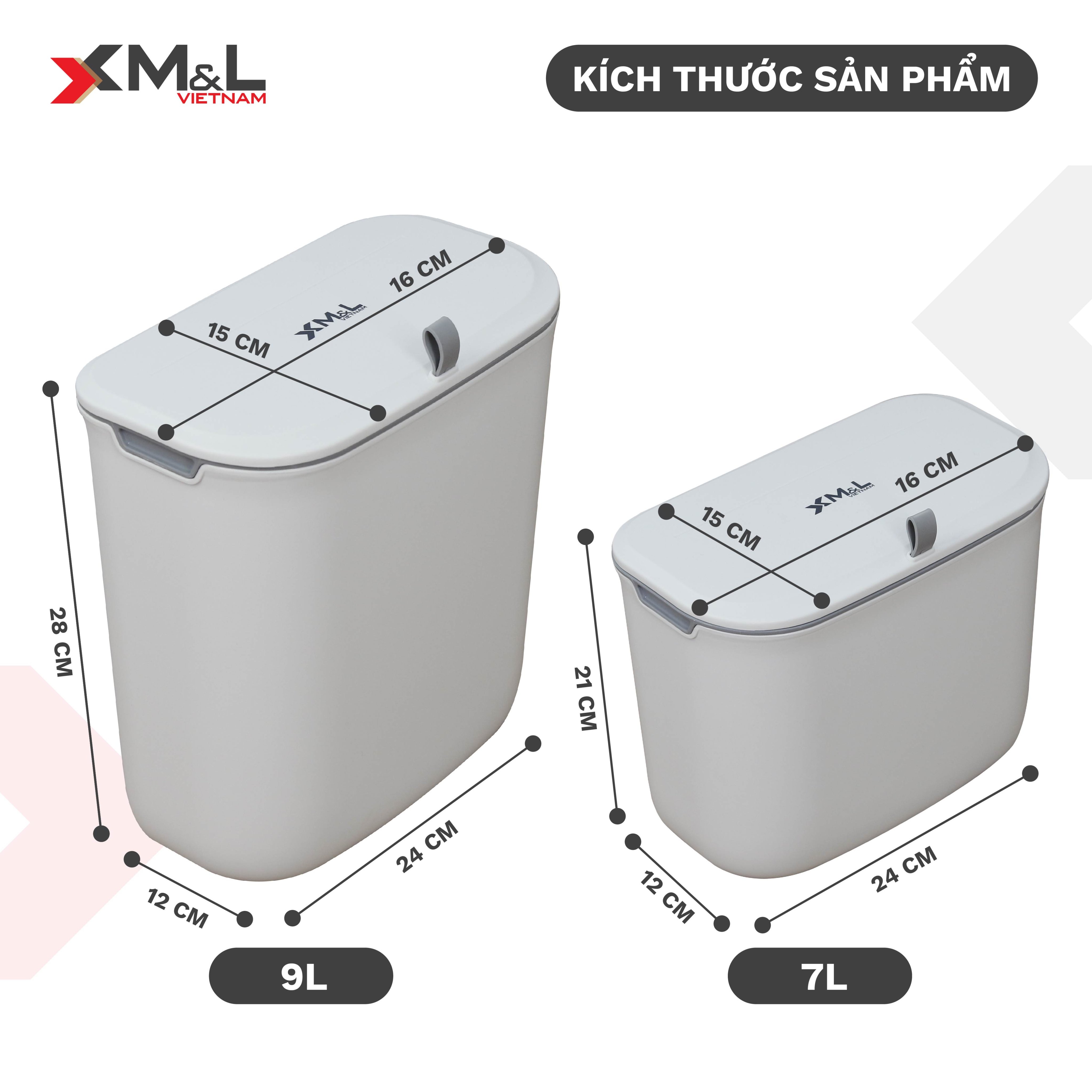 Thùng rác treo tủ bếp có nắp đậy thông minh 7 lít M&amp;L 546