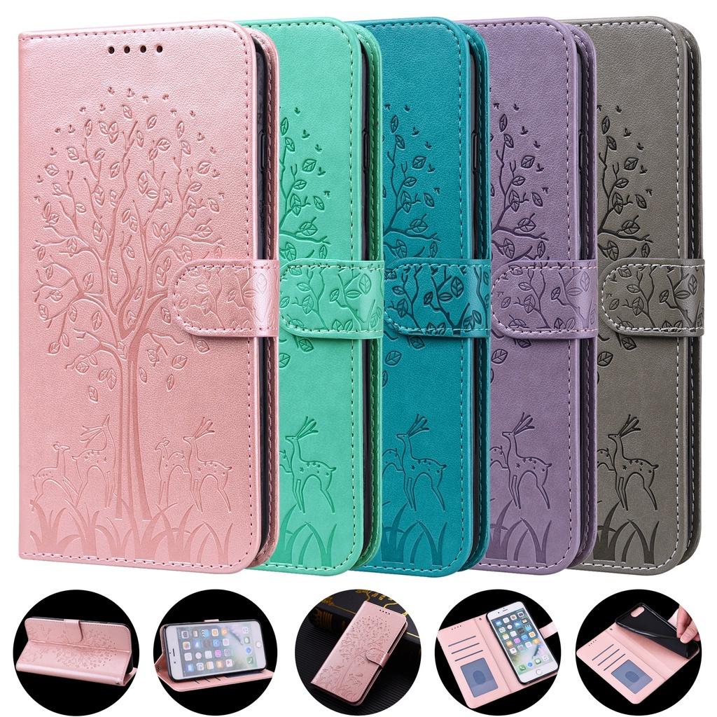 Bao da điện thoại hình cây và hươu+chân đỡ cho Samsung Galaxy A10 A50 A21S A51 A71 S20 FE S21+ / S21 Plus S21 Ultra 5G