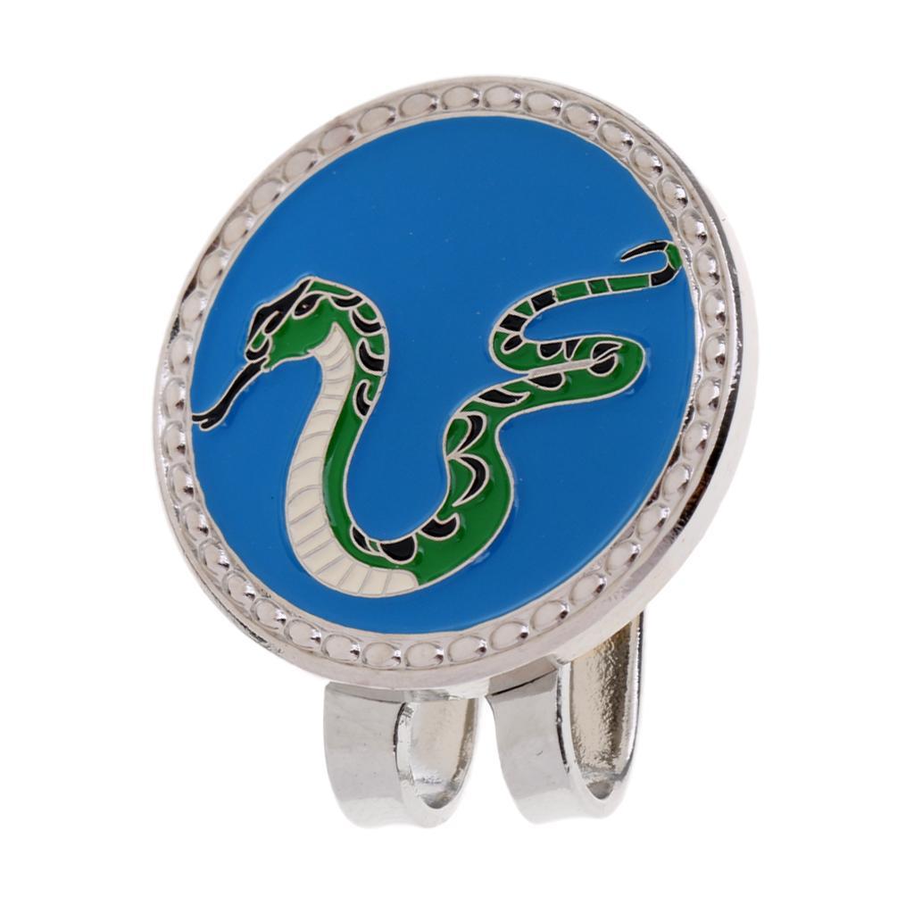 3xGolf Hat Clip Magnetic with Golf Ball Marker Chinese Zodiac Snake