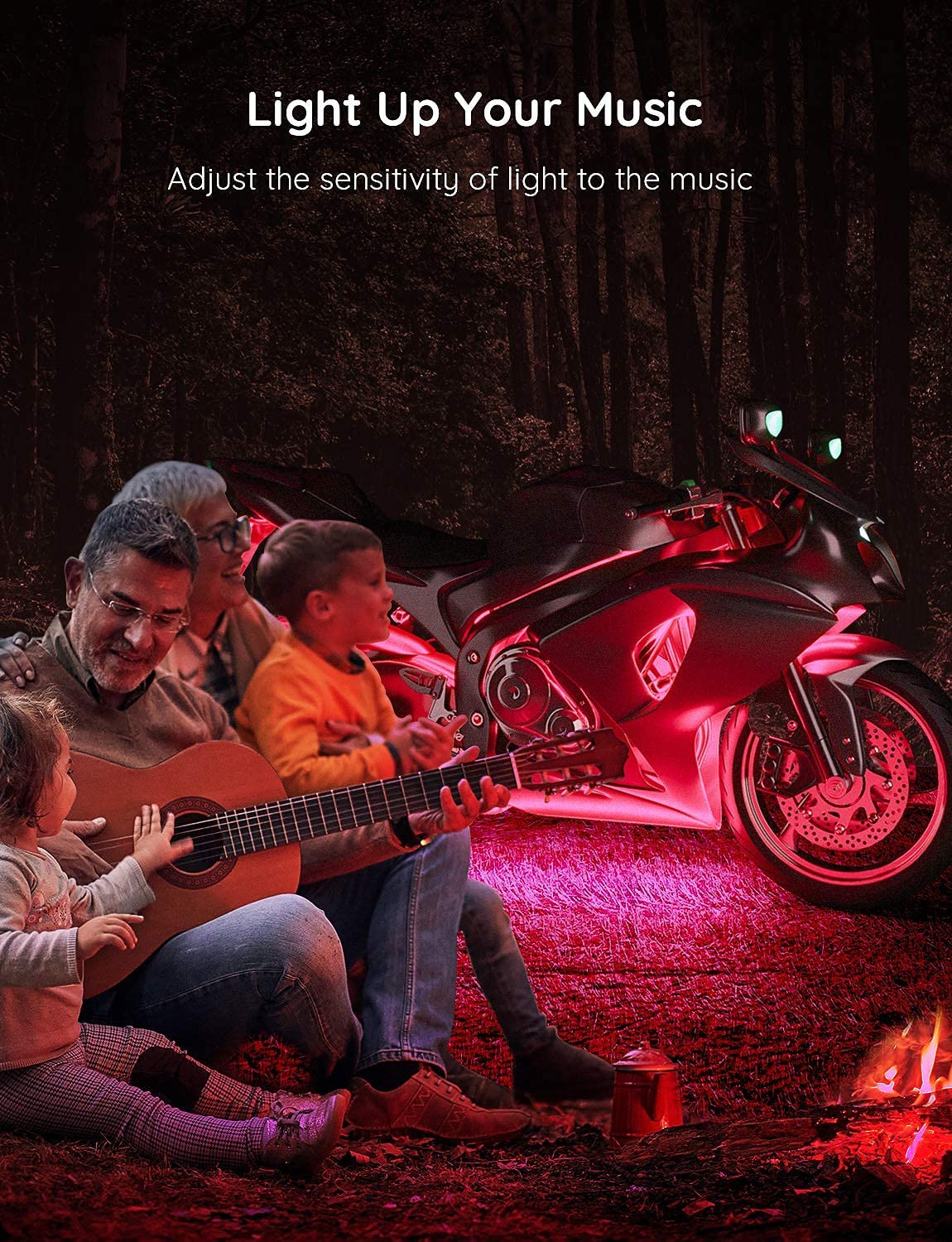 Govee 12 Pcs RGB Motorcycle LED Light Kits H6194 | Kháng nước, cảm biến nhạc, tùy chỉnh màu thông minh | Hàng chính hãng