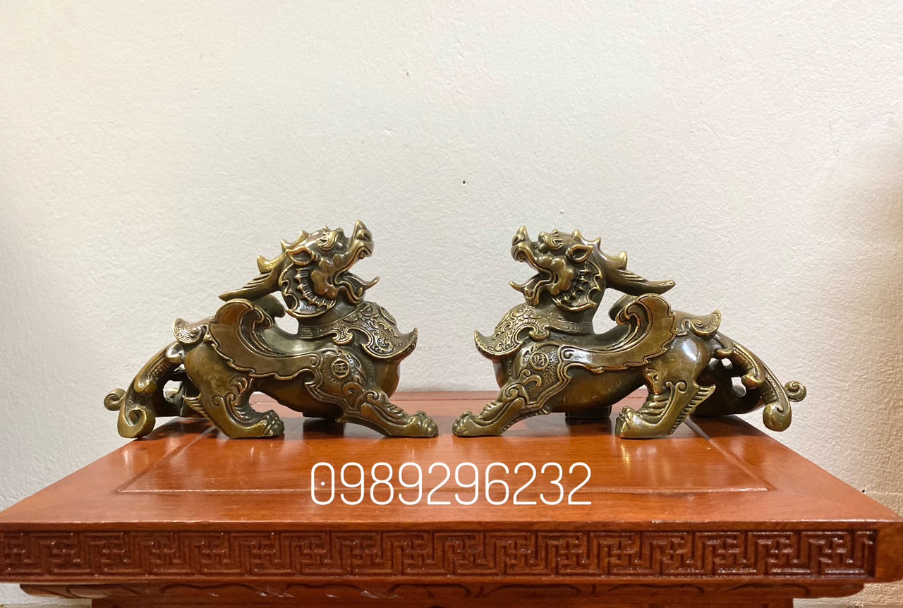 Cặp Tỳ Hưu Phong Thuỷ bằng đồng