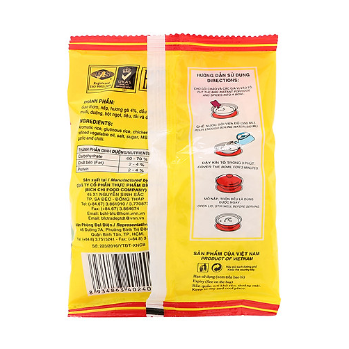 Thùng 50 Gói Cháo Gà Ăn Liền Bích Chi