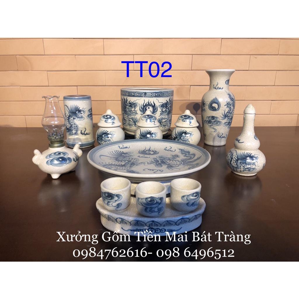 TT02- Bộ thờ Thần tài Men rạn giả cổ vẽ tay thủ công 100%