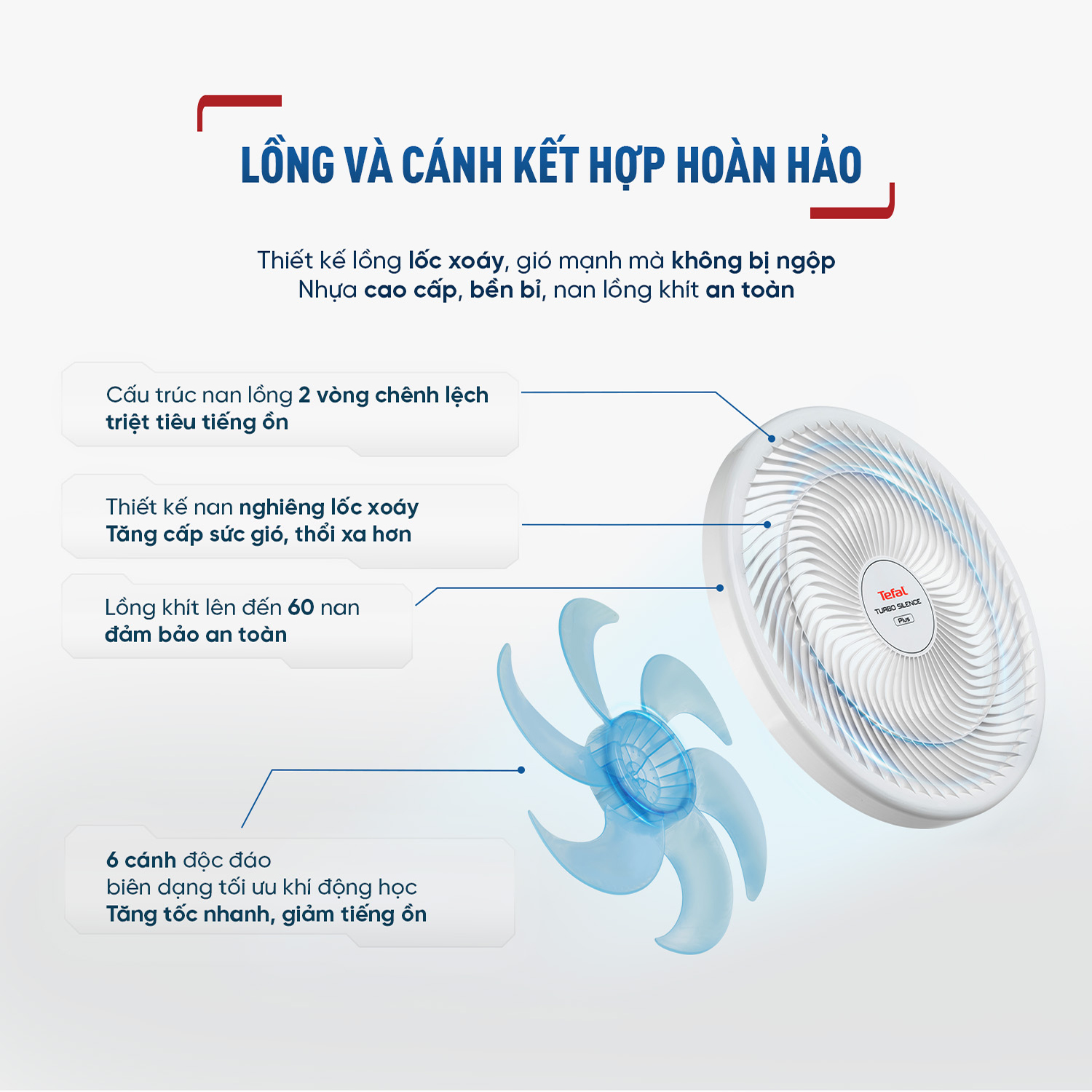 Quạt đứng có điều khiển từ xa Tefal Turbo Silence Plus VH689990 màu trắng cánh xanh - Hàng chính hãng