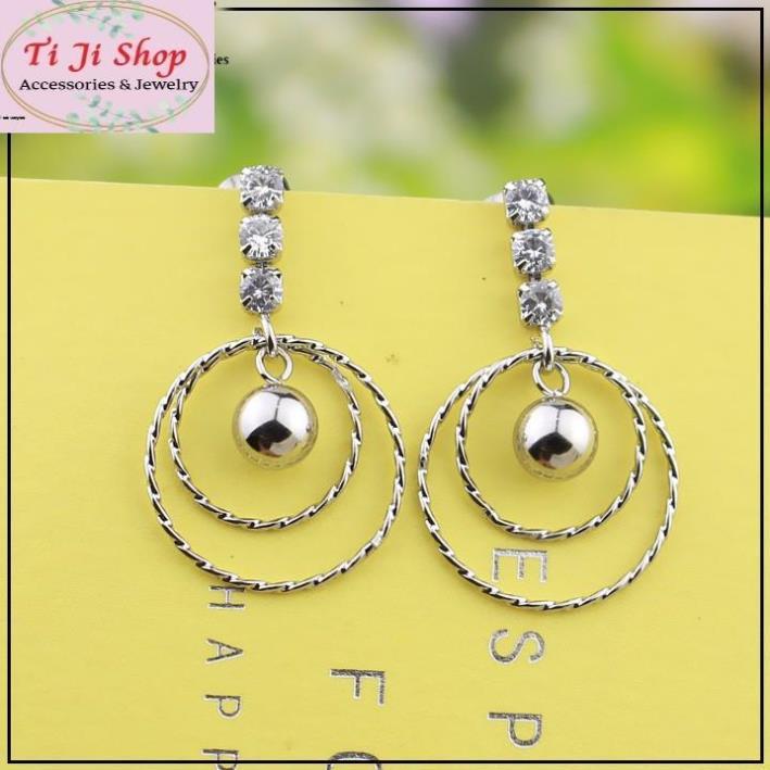 BÔNG TAI NỮ INOX TÒN TEN HÌNH TRÒN CÓ BI