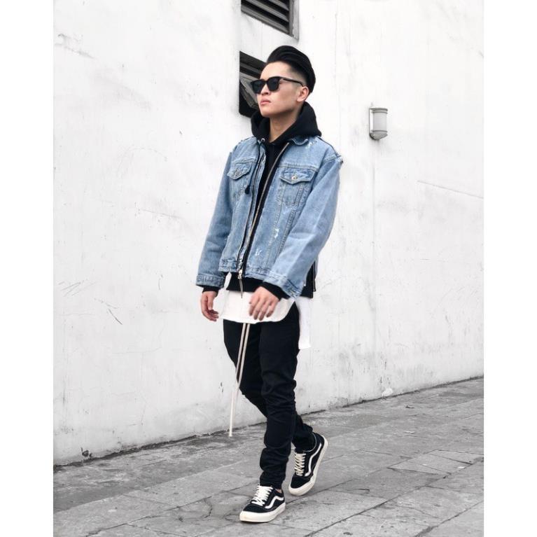 Quần Jeans Nam Đen Trơn/ Rách Gối