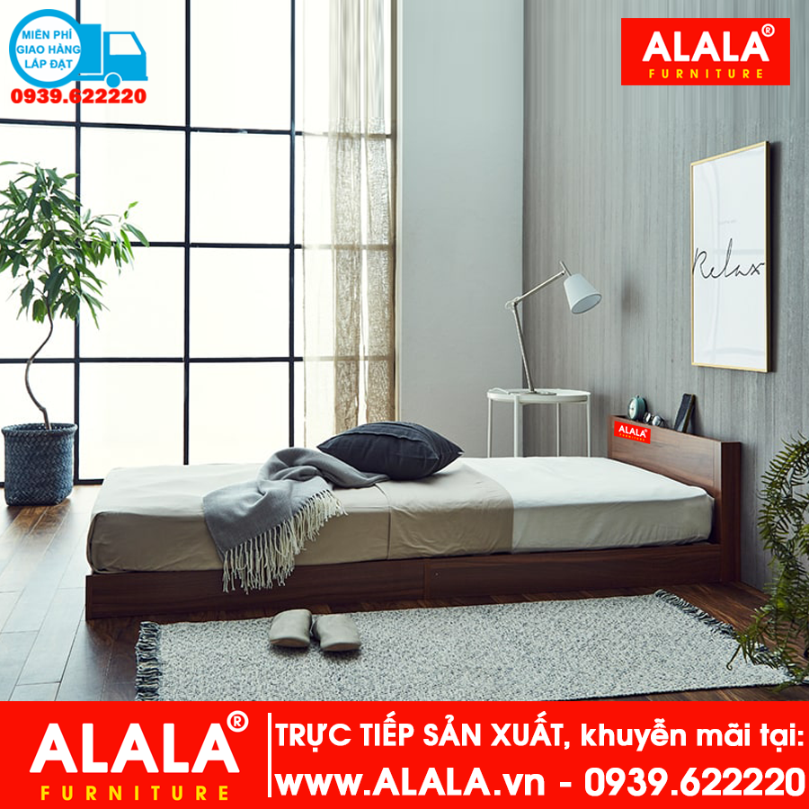 Giường thấp ALALA1011 gỗ HMR chống nước - www.ALALA.vn® - Za.lo: 0939.622220