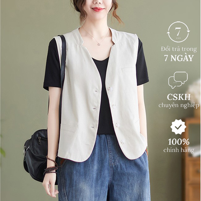 Áo Blazer Nữ Chất Linen Cao Cấp. Hàng 1 Lớp 4 Cúc, Áo Vest Blazer Khoác Ngoài Thời Trang Đũi Việt DV01