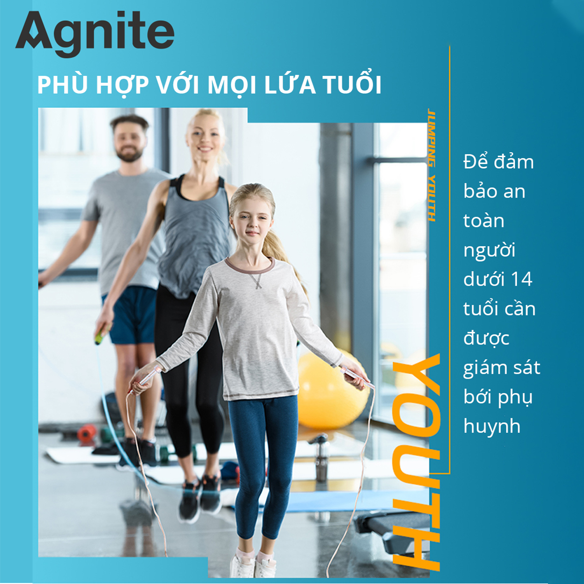 Dây nhảy thể dục sợi đan đếm số tự động Agnite - Chất lượng chuyên nghiệp siêu bền - Màu Hồng/ Xanh dương/ Xanh lá - F4111