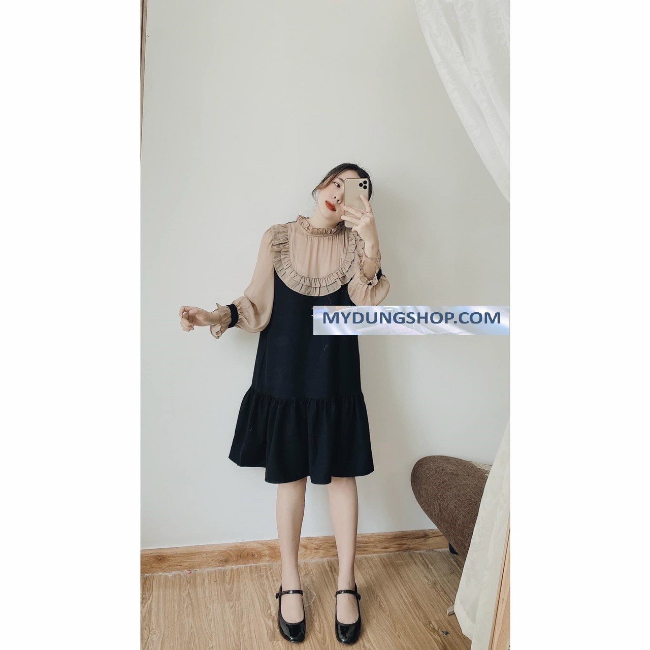 ĐẦM SUÔNG CỔ PHỐI VIỀN BÈO FROM RỘNG RÃI, AI TRÒN TRÒN, BẦU BÌ BON CHEN ĐƯỢC NHÉ CÁC NÀNG