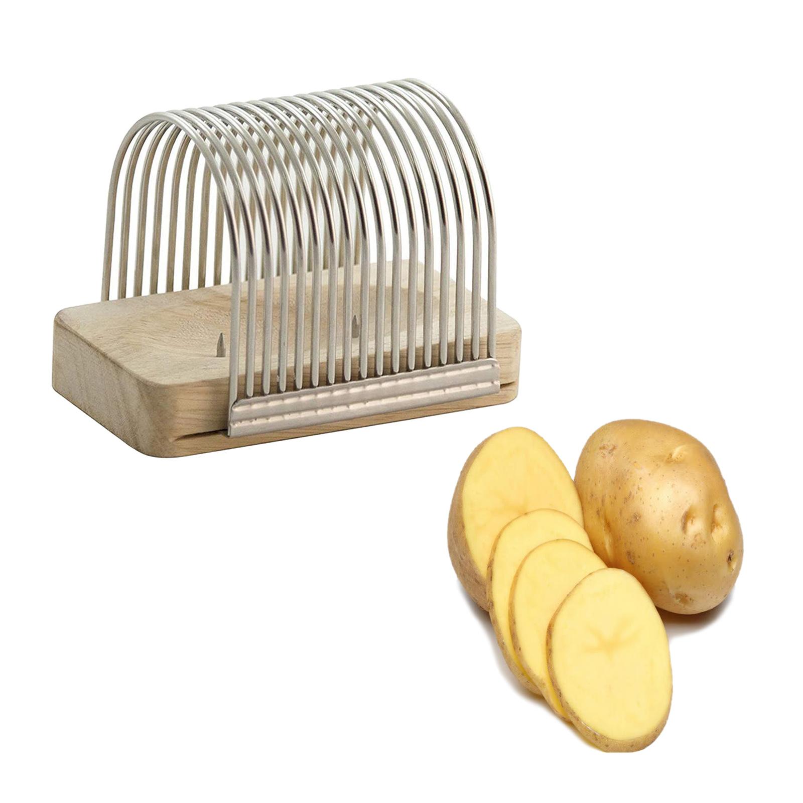 Stainless Steel Potato Slicing Rack Kitchen Tools with Wooden Rack