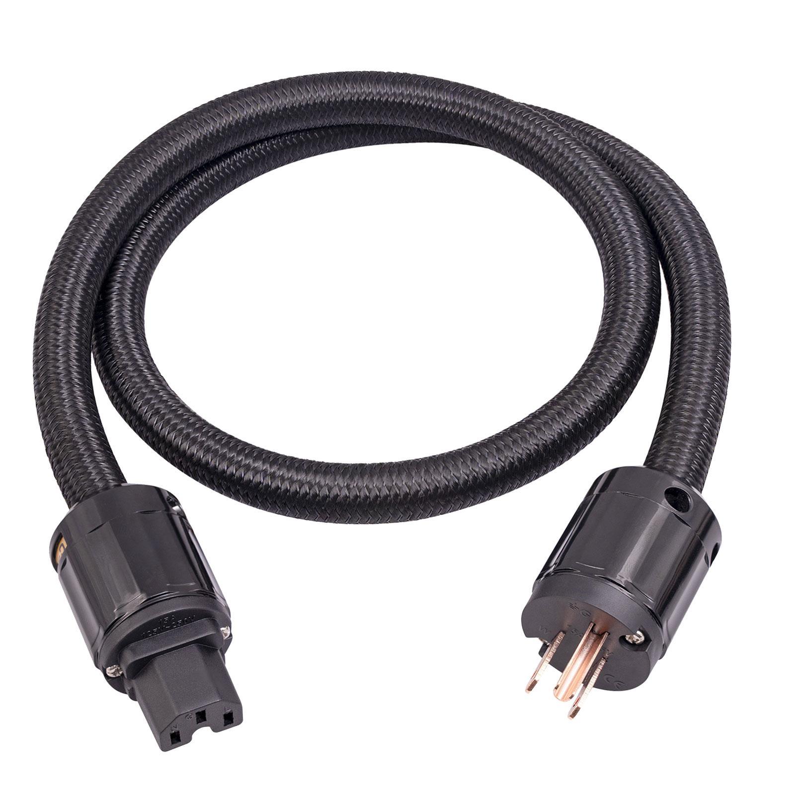 HiFi Audio Power Cord HiFi Audiophile Power Cord Male to Female Copper Replacement Audio Cable 1/2/3M Braided Sleeves 12AWG HiFi Power Cable