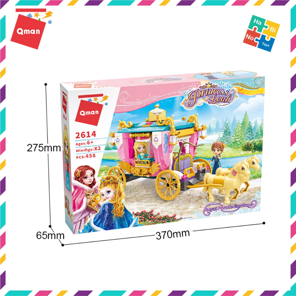 Bộ Đồ Chơi Xếp Hình Cho Bé Gái Từ 6 Tuổi Qman 458 Mảnh Ghép Xe Ngựa Nhà Vua 2614