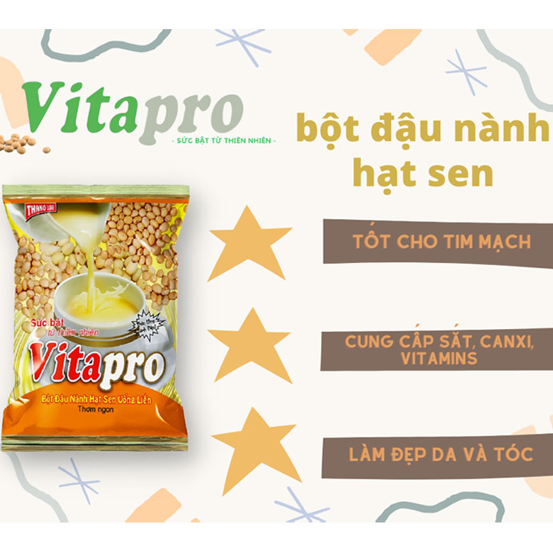 Bột Đậu Nành Hạt Sen Vitapro 350g, Sức Bật Từ Thiên Nhiên -Hàng Chính Hãng