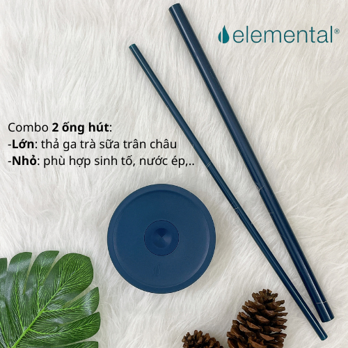 [Hàng chính hãng_Thương hiệu Mỹ] Ly giữ nhiệt Commuter Elemental 1180ml màu xanh navy thép không gỉ có tay cầm combo ống hút trân châu 