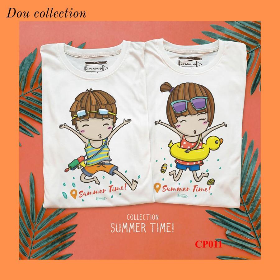 Áo Đôi set 2 áo Couple Thiết Kế Kute Hàn Quốc - Form Unisex - Chất Cotton - Mã AT045