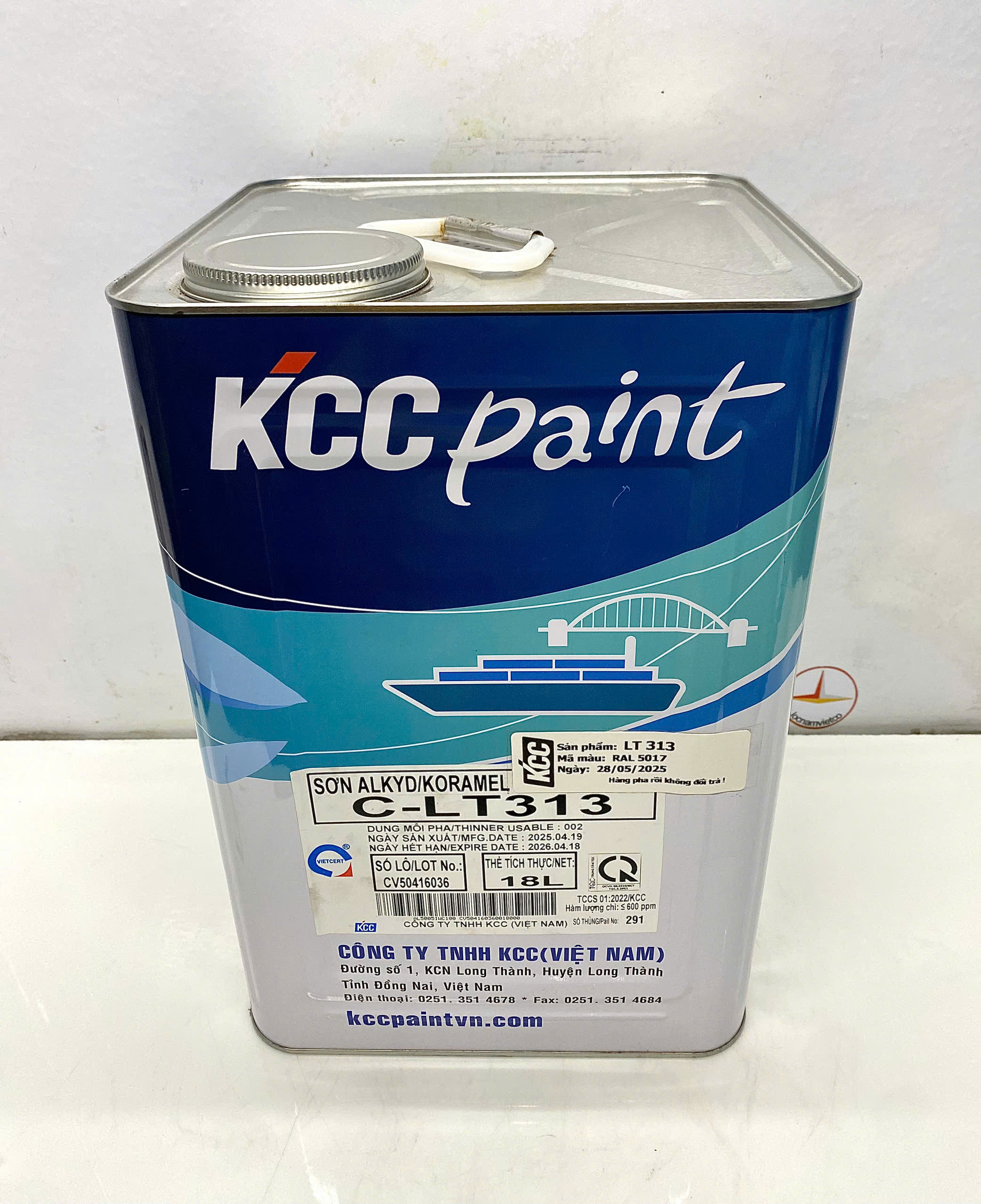 Sơn Alkyd KCC LT313 Base C màu xanh RAL 5017 _18L