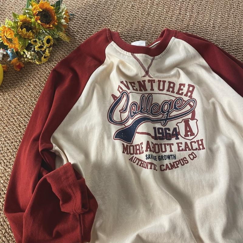 Áo Thun Raglan Tay Dài Dáng Rộng Phong Cách Retro 3 Kiểu Cho Nam Giới Size L-4Xl - Trắng
