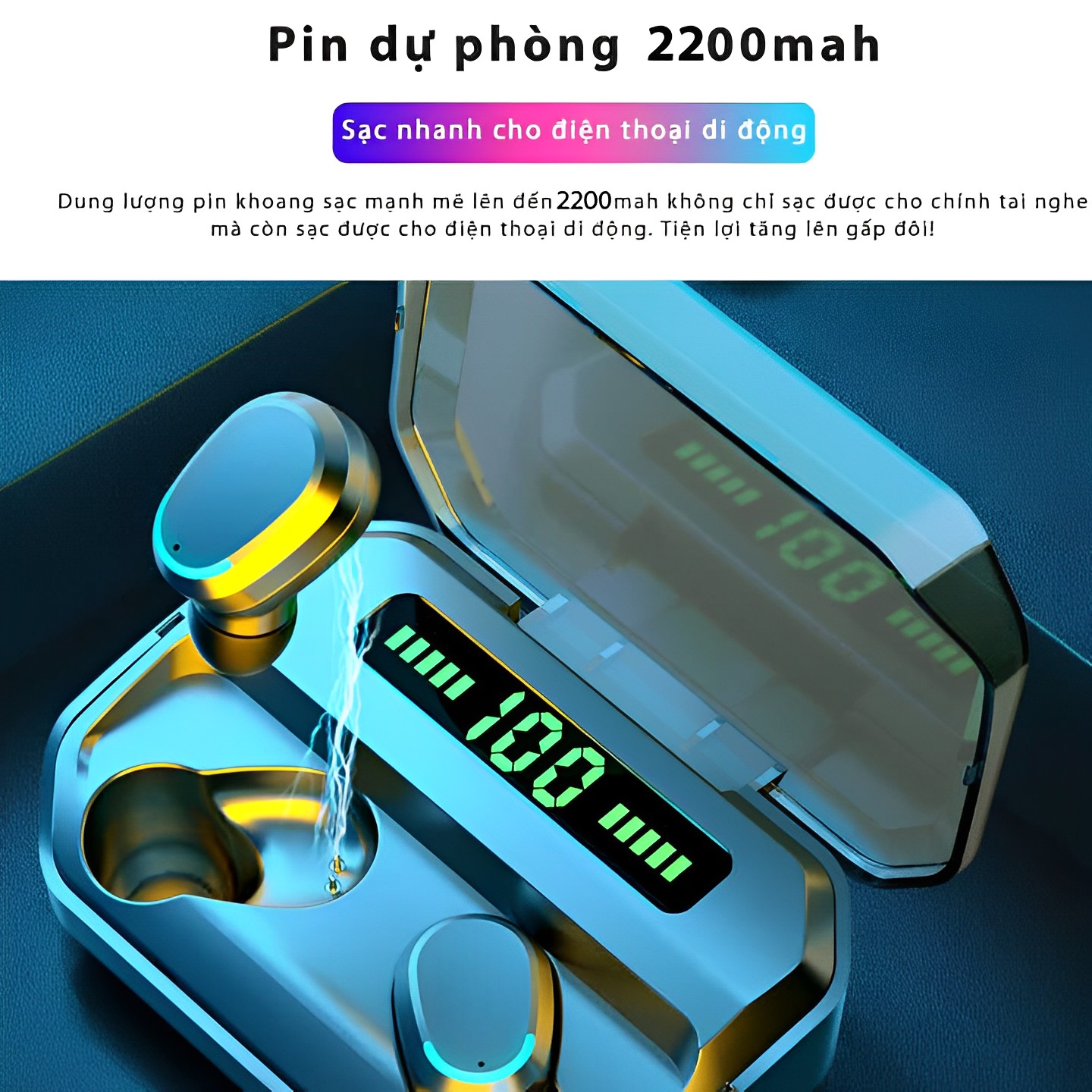 PIN 1 THÁNG - Tai Nghe Bluetooth Không Dây Bluetooth 5.3 TWS Micro Ghi Âm Điện Thoại LT M - Hàng Chính Hãng