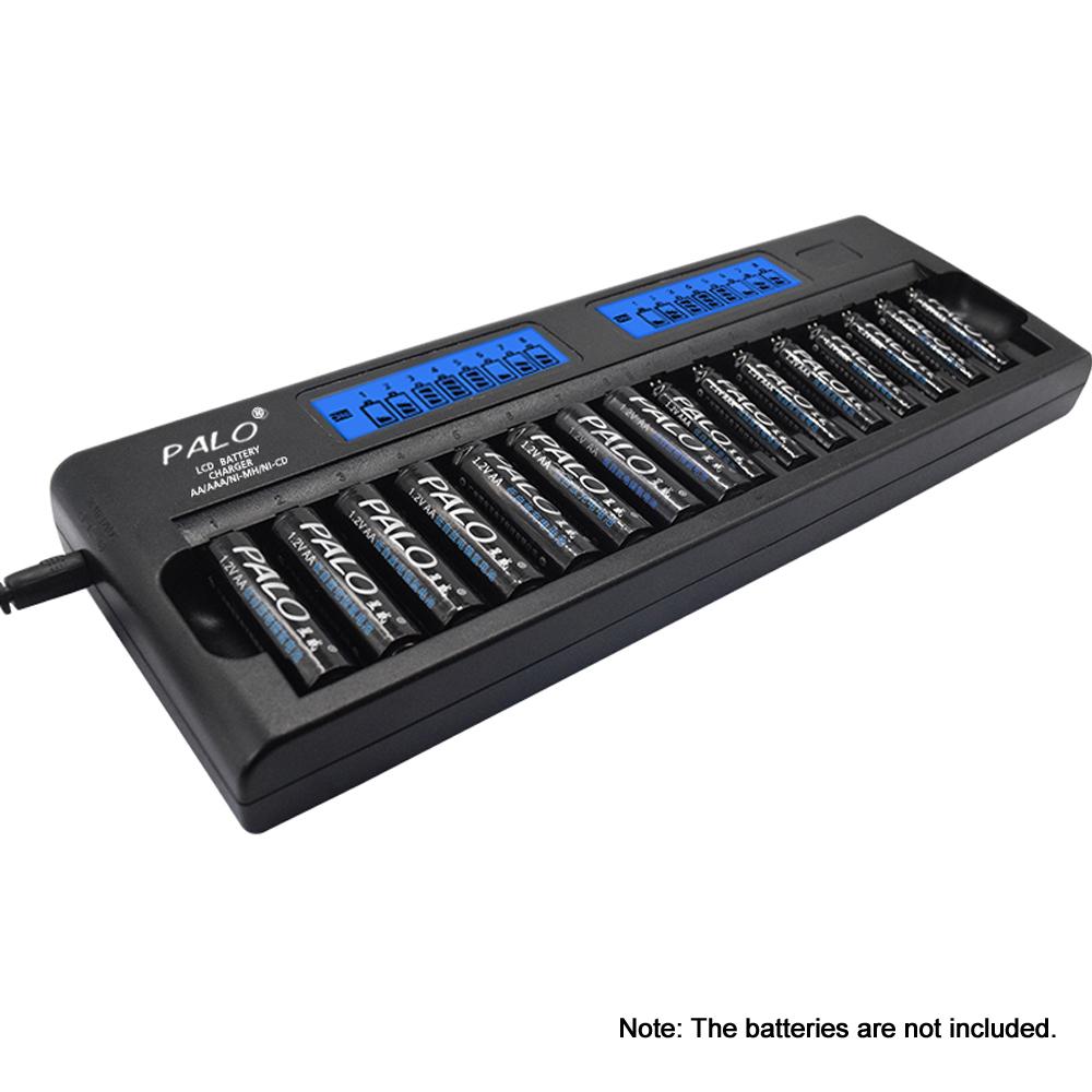 Bộ sạc pin thông minh đa năng PALO PL-NC31 Hai màn hình LCD 3 inch Bộ sạc thông minh nhanh chóng w / 16 Khe cắm pin cho - Đen - Phích cắm Hoa Kỳ