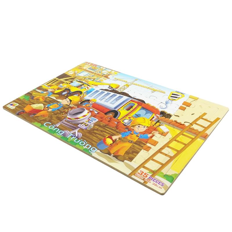 Bộ Xếp Hình Khổ A4 Puzzle Minh Châu 35-026 - Công Trường
