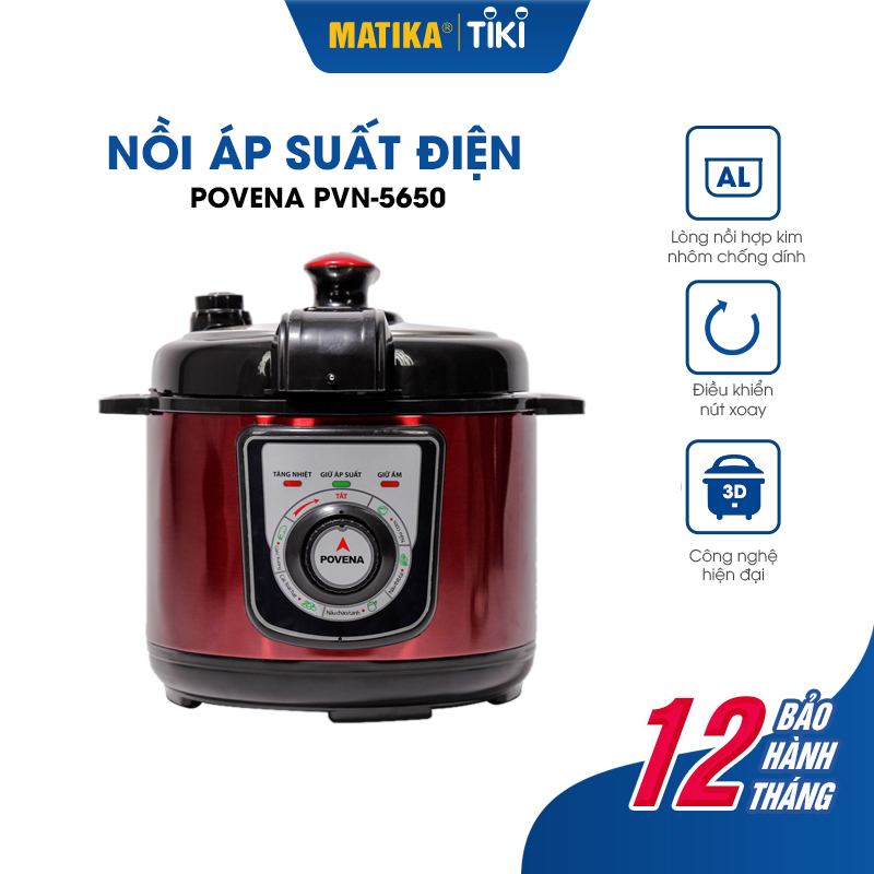 Nồi Áp Suất Điện POVENA PVN-5650 5 Chế Độ Hầm Xương Nấu Thịt Cá Dung Tích 5L - Hàng Chính Hãng