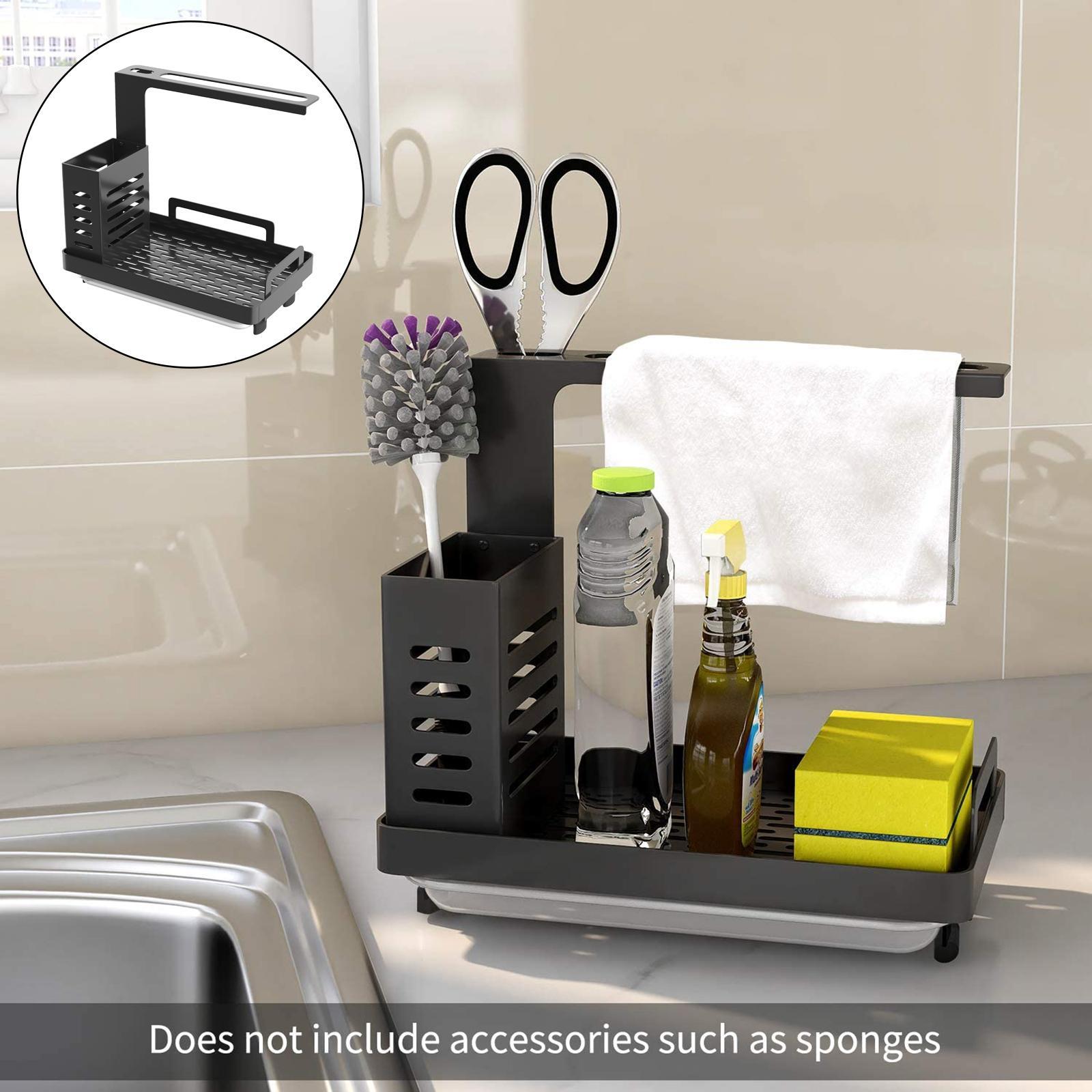 2-3pack Simple Kitchen Sink Organizer for Sink Soap Brush Holder with Drain Pan