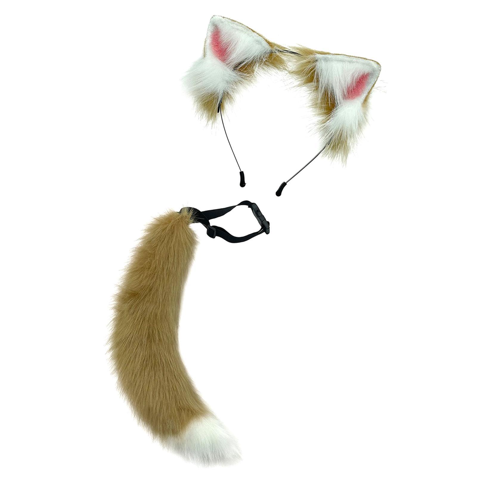 2Pieces Fox Ears Hair Hoop, Headwear Lovely Plush for Cosplay Costume Kits