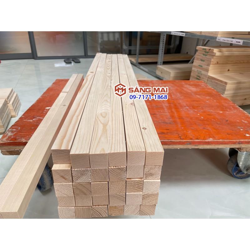 - Thanh gỗ thông vuông 3cm x 3cm x dài 100cm x láng mịn 4 mặt