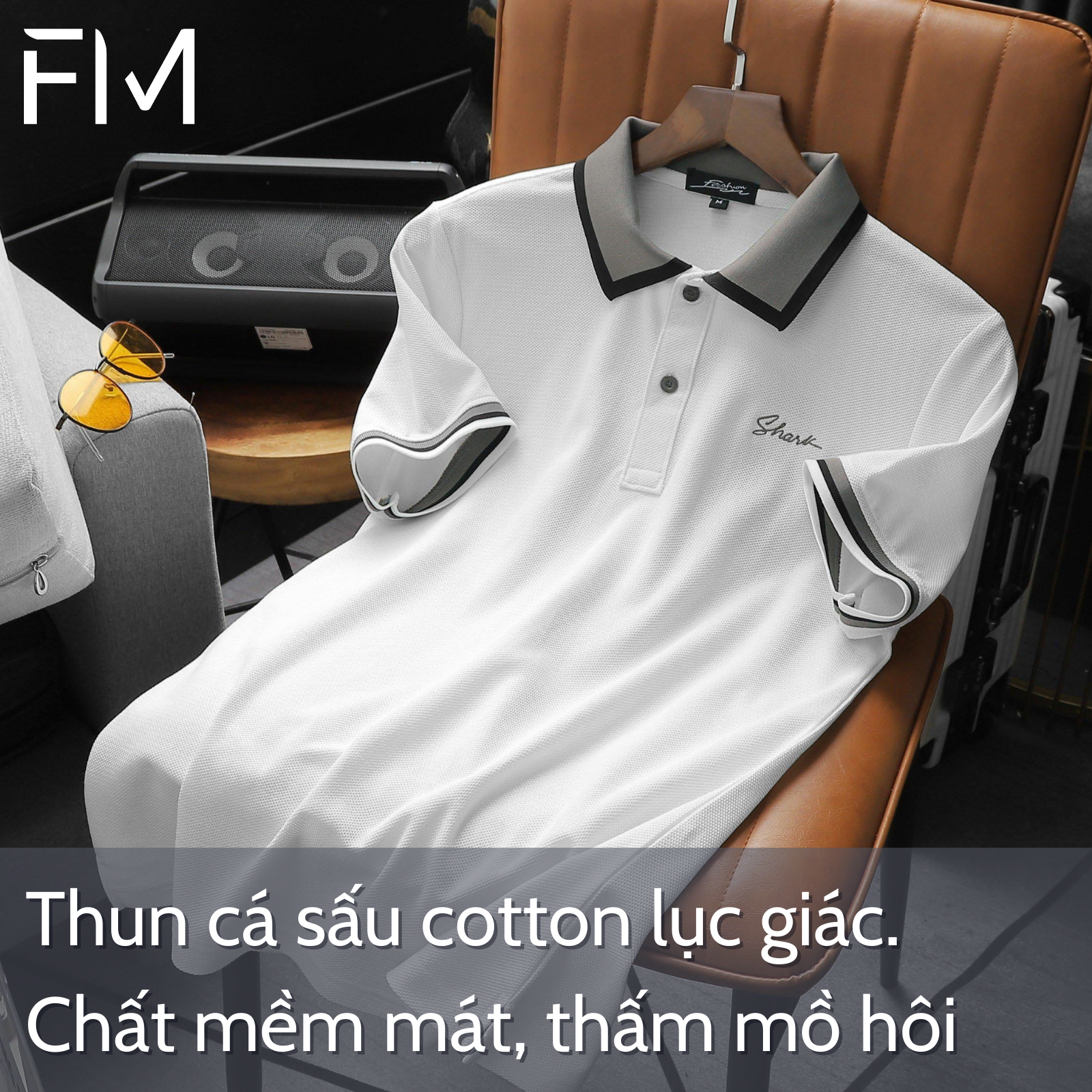 Áo Polo nam ngắn tay Shark Men, chất thun cá sấu cao cấp - FORMEN SHOP -FMPS235