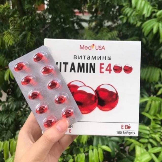 Viên Uống Vitamin E đỏ 4000mcg đẹp da, chống lão hoá, 500mg (hộp 100 viên)