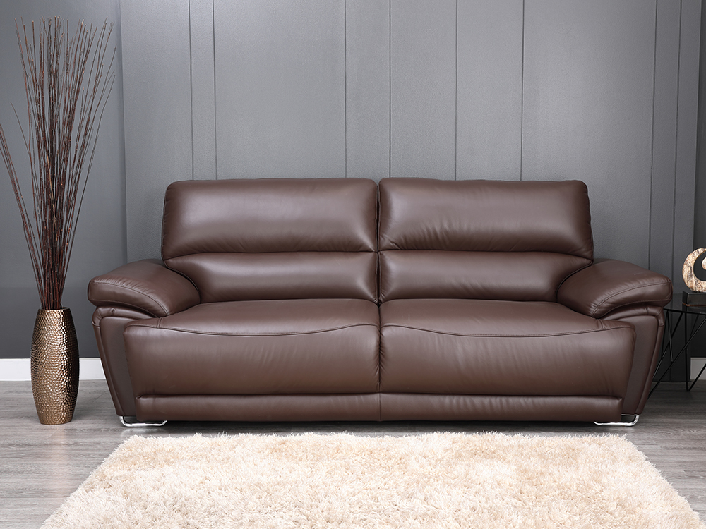 Ghế sofa đôi SOPRANO khung gỗ chắc chắn, đệm bọc da thật cao cấp nâu bóng | Index Living Mall - Phân phối độc quyền tại Việt Nam