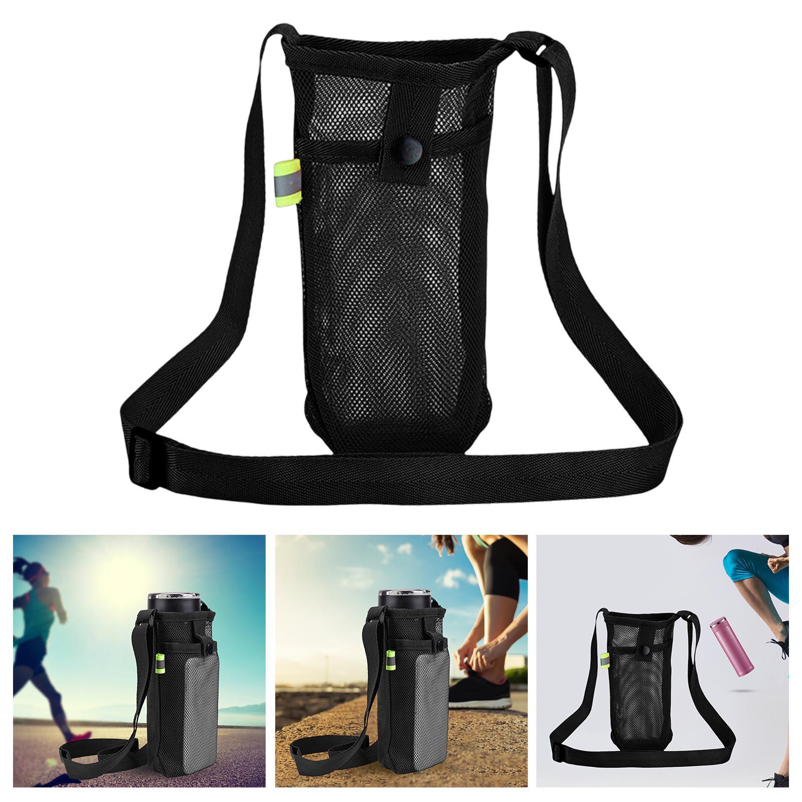 Mesh Nylon Water Bottle Holder Carrier Bag Pouch Black