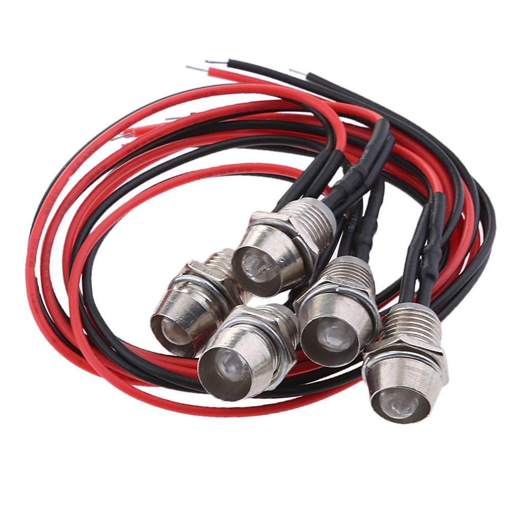 Pack of 5 LED 12V 1.8W Indicator Light Car Boat Dashboard Panel Bulbs Red
