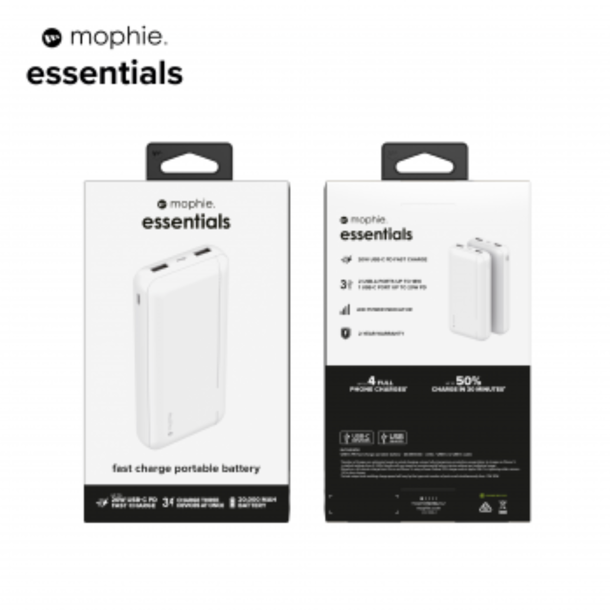 Sạc dự phòng mophie Essentials powerstation 20000mAh hỗ trợ sạc nhanh chuẩn PD 20w - Hàng chính hãng