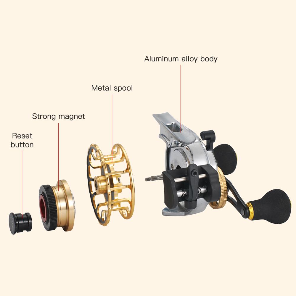 Cuộn câu cá tự động trải dây với ổ bi 10 + 1, tỷ số truyền 3,6: 1, ống chỉ bằng hợp kim nhôm rỗng